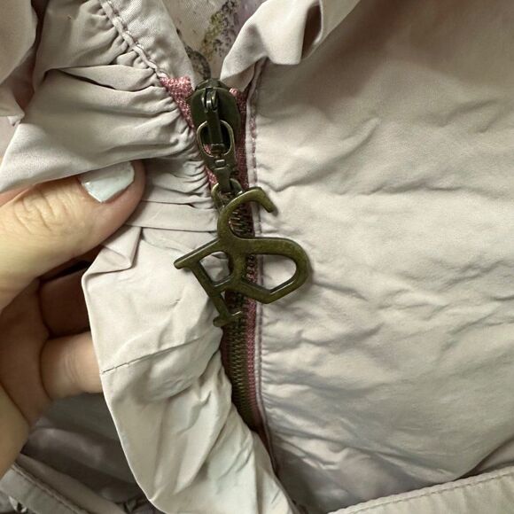 Roberta Scarpa Lightweight Zip Front Ruffle Trim Belted Jacket Size 10 - Picture 2 of 6